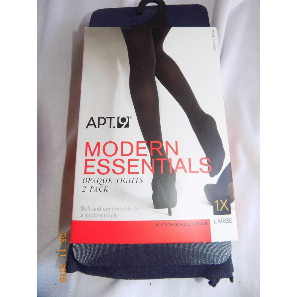 New Apt 9 women's 2 pack opague tights size 1x navy/black